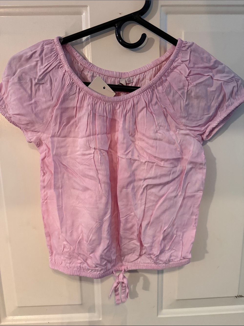 Kohl's Light Pink Elastic-Neck Short Sleeve Top